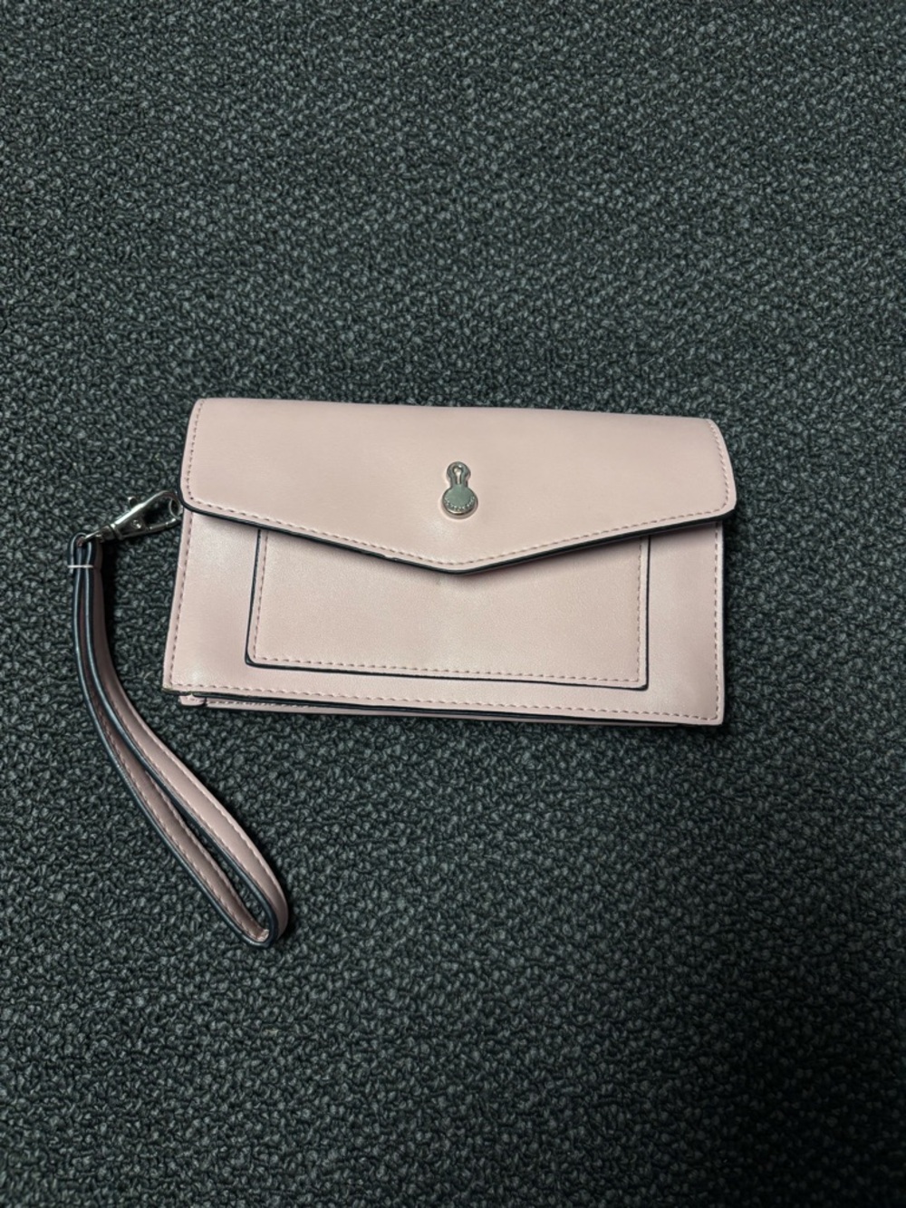 Women's Pink Leather Wristlet Clutch